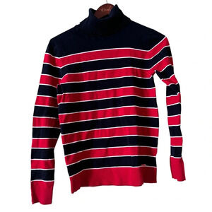 Tommy Hilfiger Women’s Long Sleeve Turtleneck Size Medium Striped Buttons
